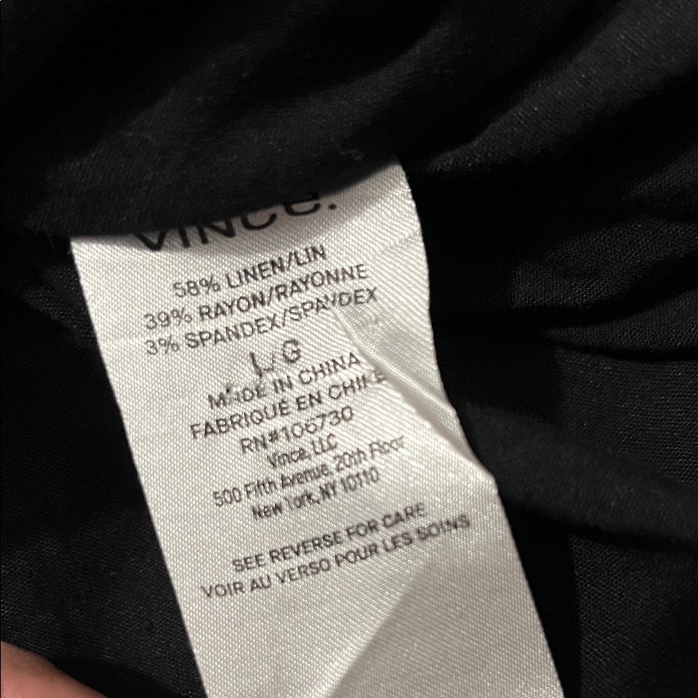 Vince Black Linen Blend Boxy Short Sleeve Women's Top Size Large - Picture 6 of 9